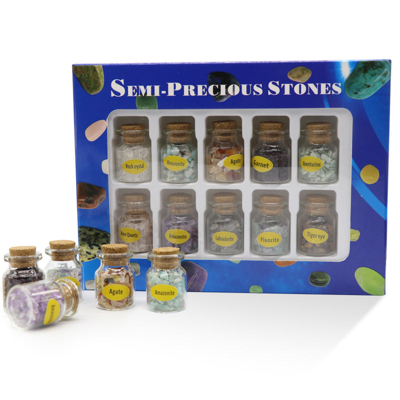 Crystal Gemstones Ore Specimens Mineral Crystals(10 Bottles)