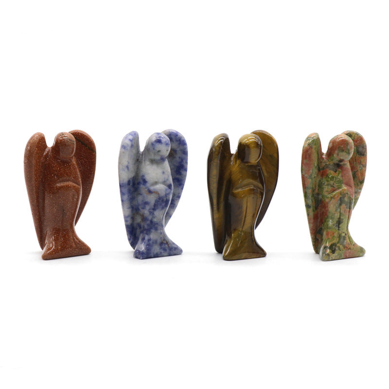 Crystal Semi-precious Stone Angel Engraving Handicraft Ornament Set (12 pcs)