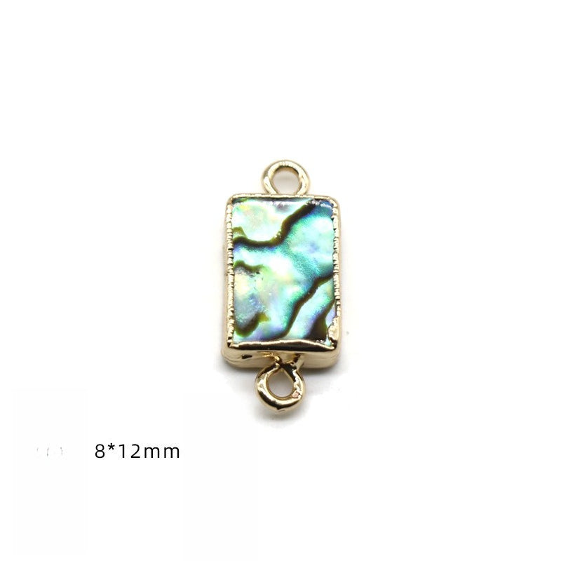 Color Shell Abalone Shell Pendant Love Square Gilt Edge Binaural Buckle