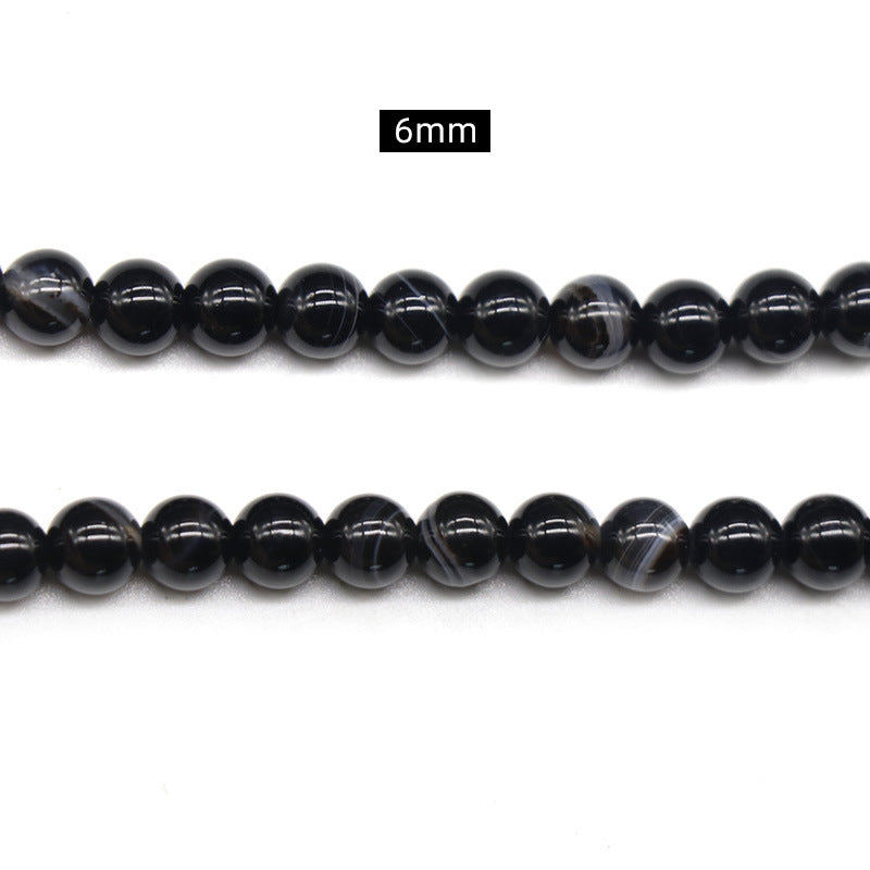 Agate Black Striped Agate Round Beads Loose Beads