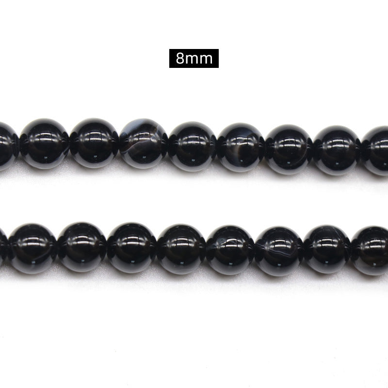 Agate Black Striped Agate Round Beads Loose Beads