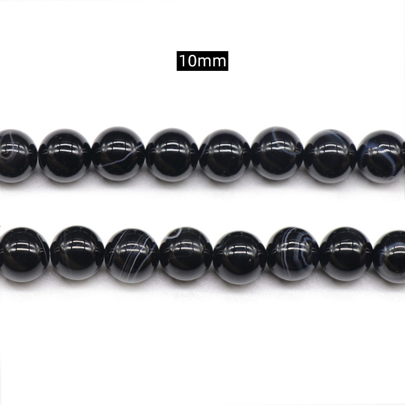 Agate Black Striped Agate Round Beads Loose Beads
