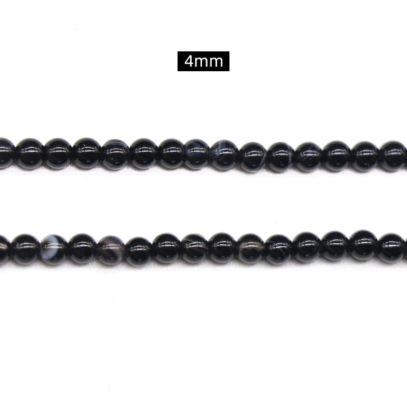 Agate Black Striped Agate Round Beads Loose Beads