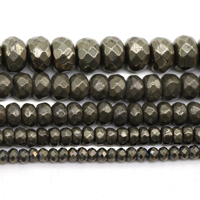 DIY Handmade Jewelry Accessories Material Pyrite Cut Flat Beads