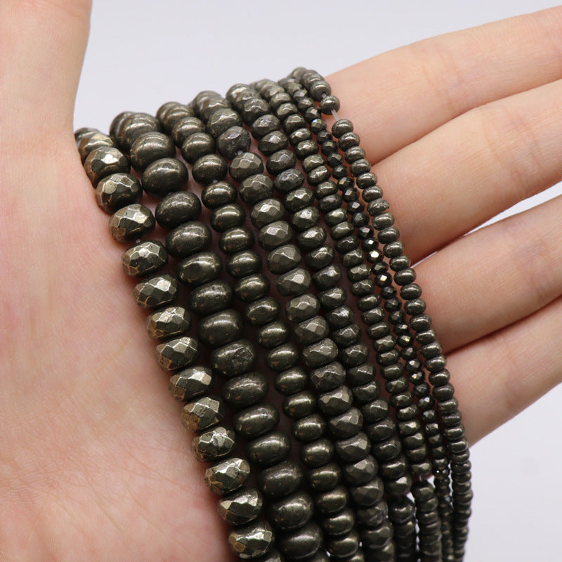 DIY Handmade Jewelry Accessories Material Pyrite Cut Flat Beads