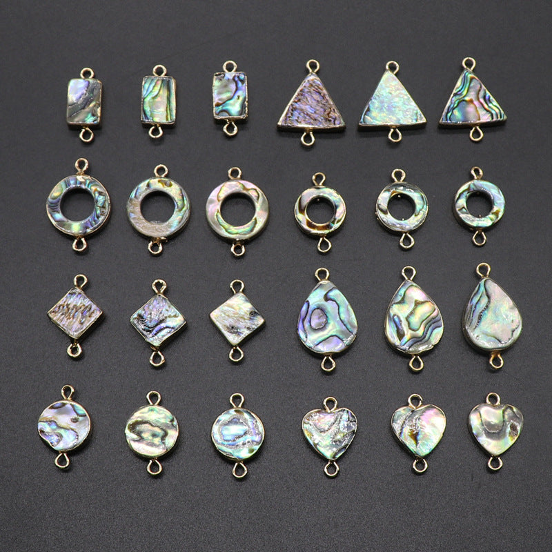 Color Shell Abalone Shell Pendant Love Square Gilt Edge Binaural Buckle