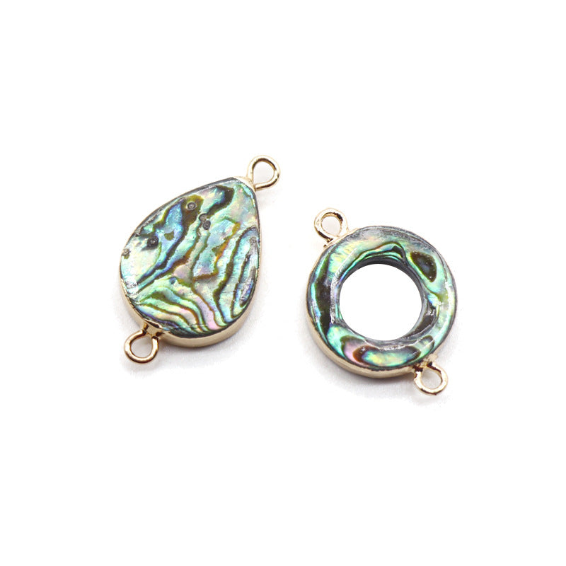 Color Shell Abalone Shell Pendant Love Square Gilt Edge Binaural Buckle