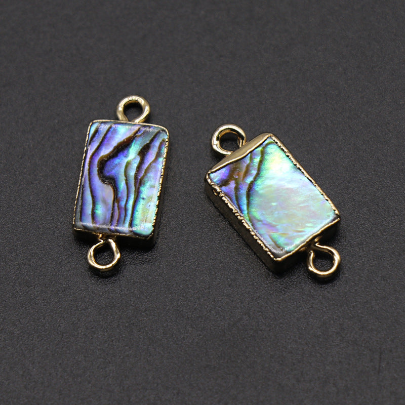 Color Shell Abalone Shell Pendant Love Square Gilt Edge Binaural Buckle