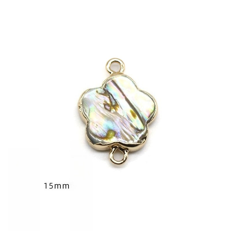 Color Shell Abalone Shell Pendant Love Square Gilt Edge Binaural Buckle