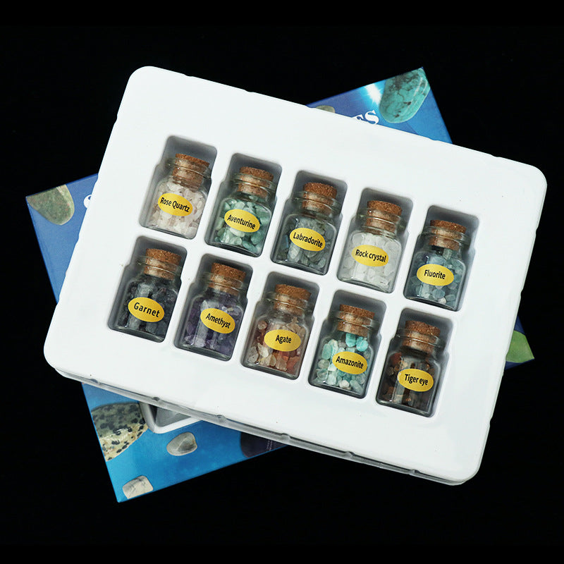 Crystal Gemstones Ore Specimens Mineral Crystals(10 Bottles)