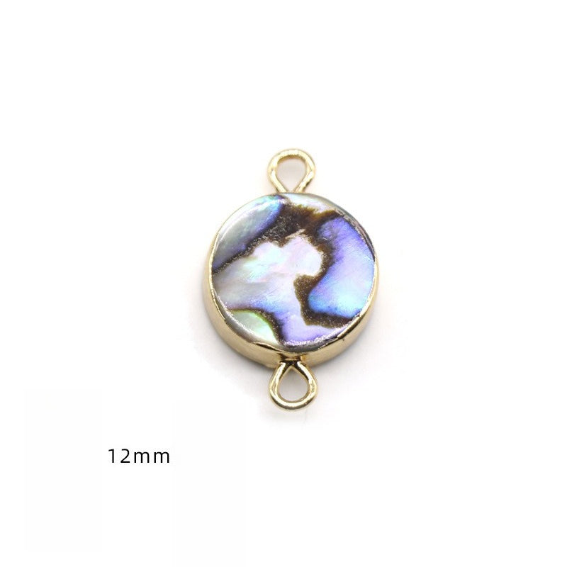 Color Shell Abalone Shell Pendant Love Square Gilt Edge Binaural Buckle