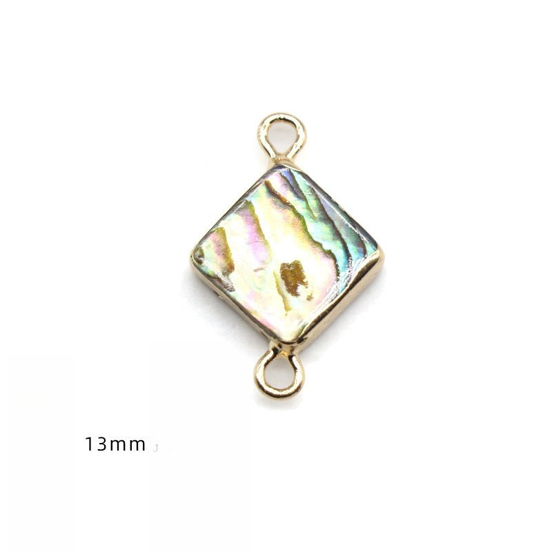 Color Shell Abalone Shell Pendant Love Square Gilt Edge Binaural Buckle