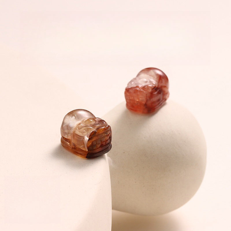 Natural Red Glue Flower Pixiu Loose Beads Lucky Transfer