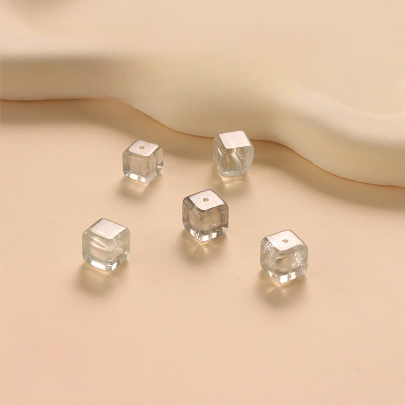 Natural Green Crystal Sugar Cube Loose Beads No Dyeing