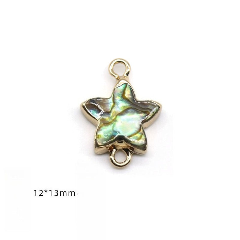 Color Shell Abalone Shell Pendant Love Square Gilt Edge Binaural Buckle