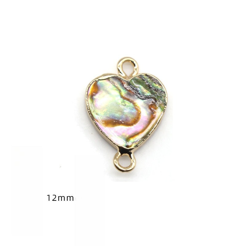 Color Shell Abalone Shell Pendant Love Square Gilt Edge Binaural Buckle