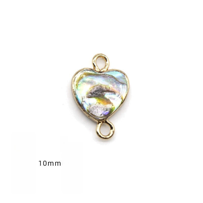 Color Shell Abalone Shell Pendant Love Square Gilt Edge Binaural Buckle