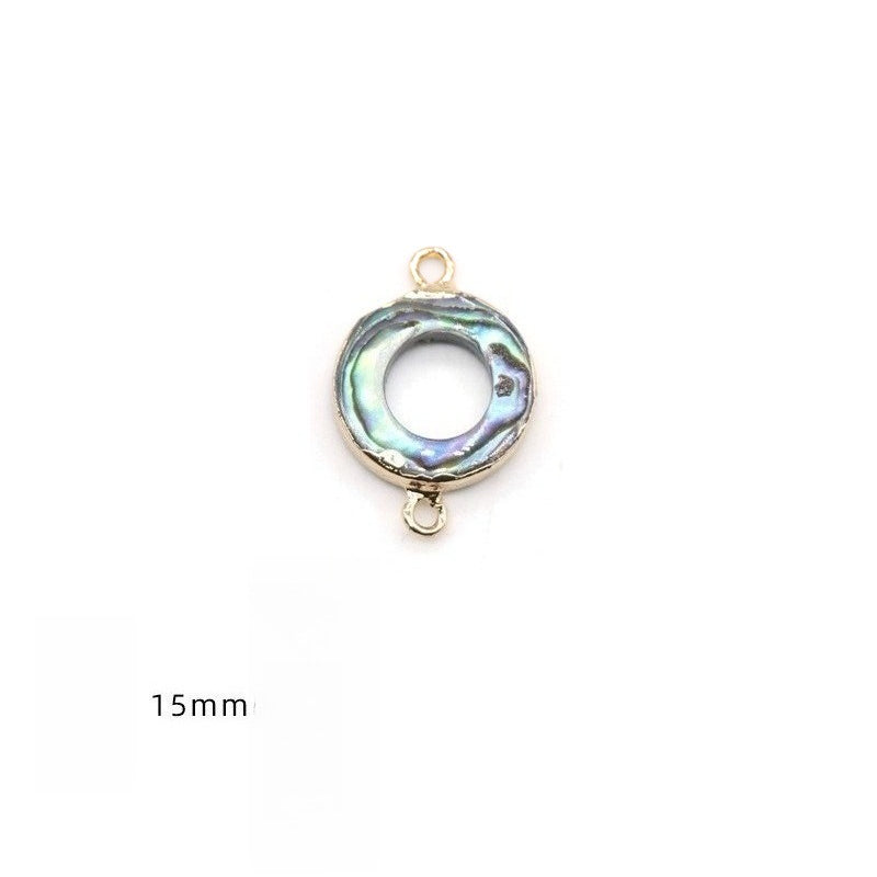 Color Shell Abalone Shell Pendant Love Square Gilt Edge Binaural Buckle