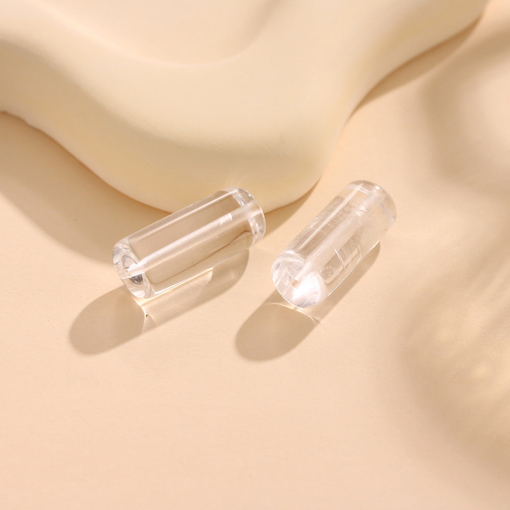 Natural Crystal Cylinder Perforated Loose Beads