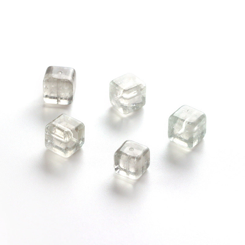 Natural Green Crystal Sugar Cube Loose Beads No Dyeing