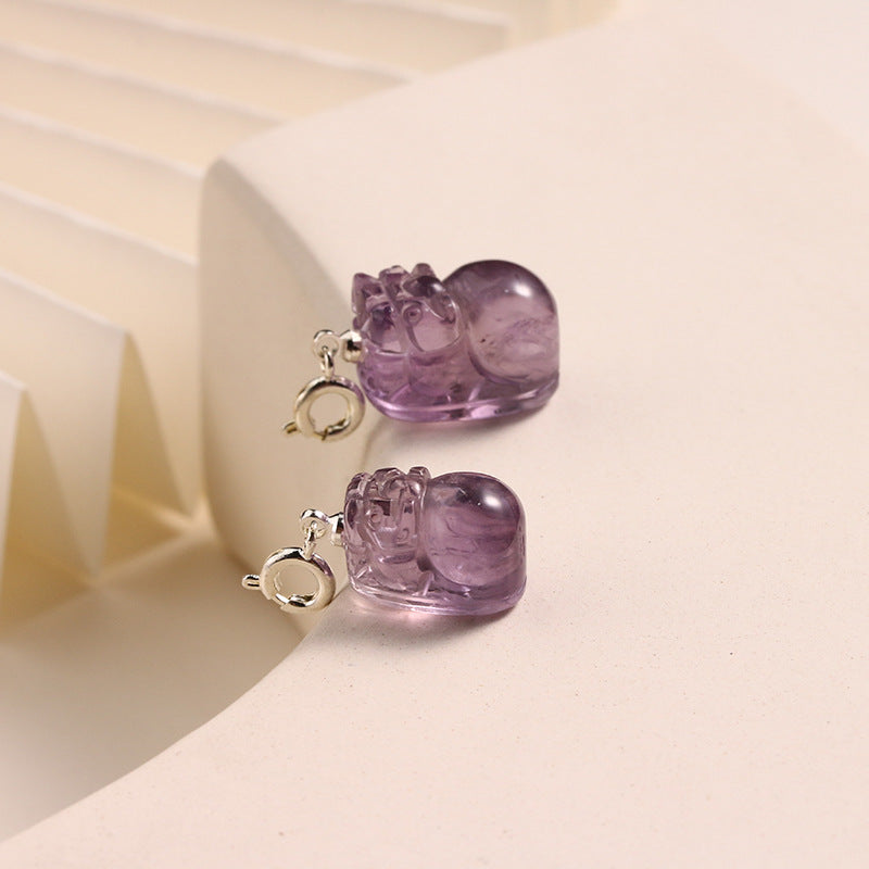 Natural Amethyst Pixiu Pendant Lucky