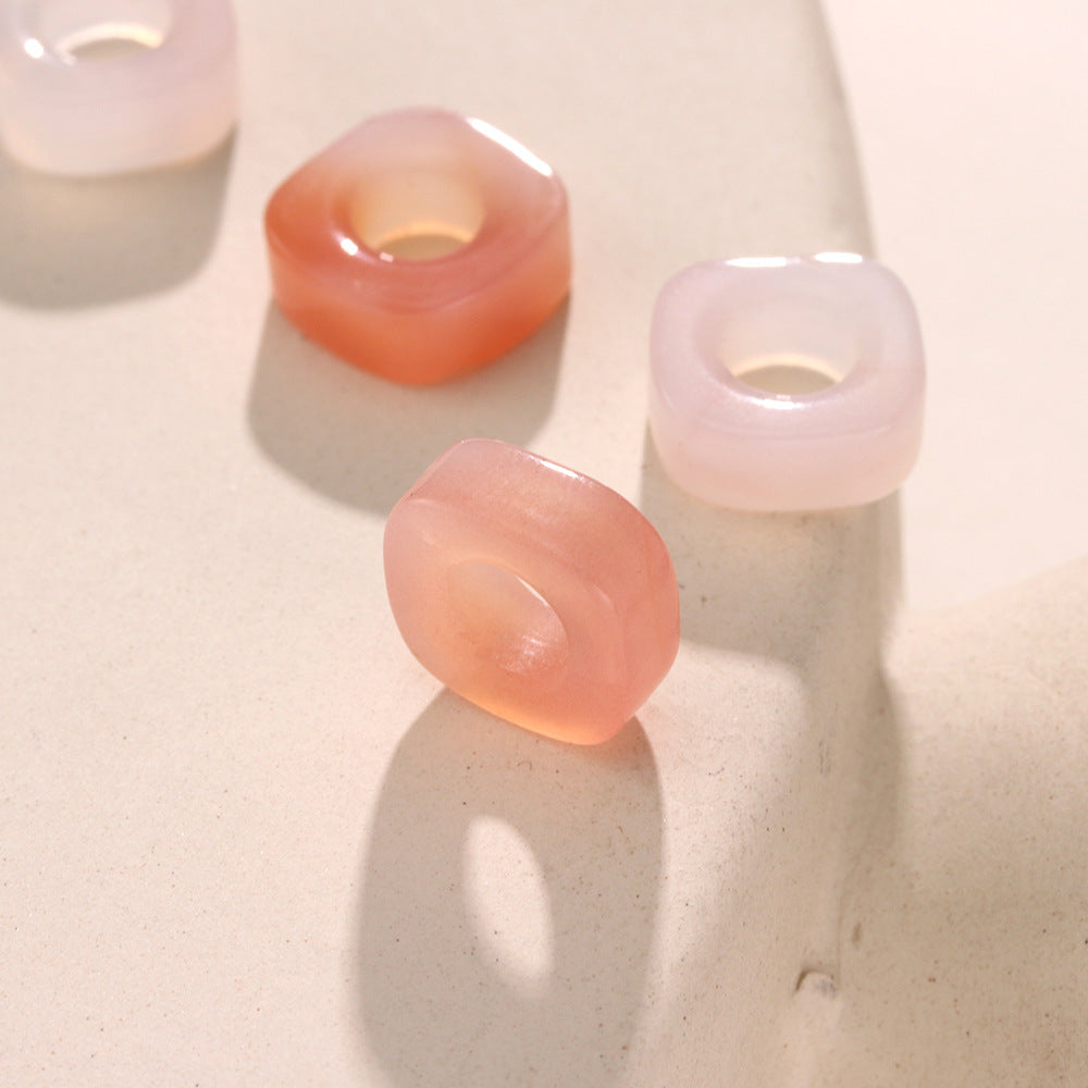 Natural Salt Source Agate Square Running Ring