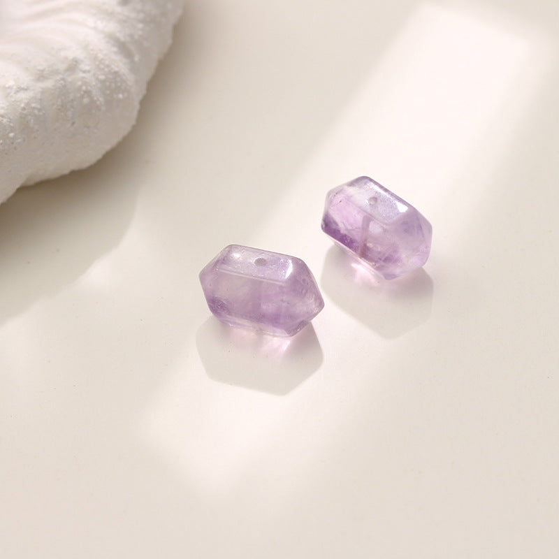 Natural Lavender Amethyst Double Pointed Hexagonal Crystal Column No Dyeing