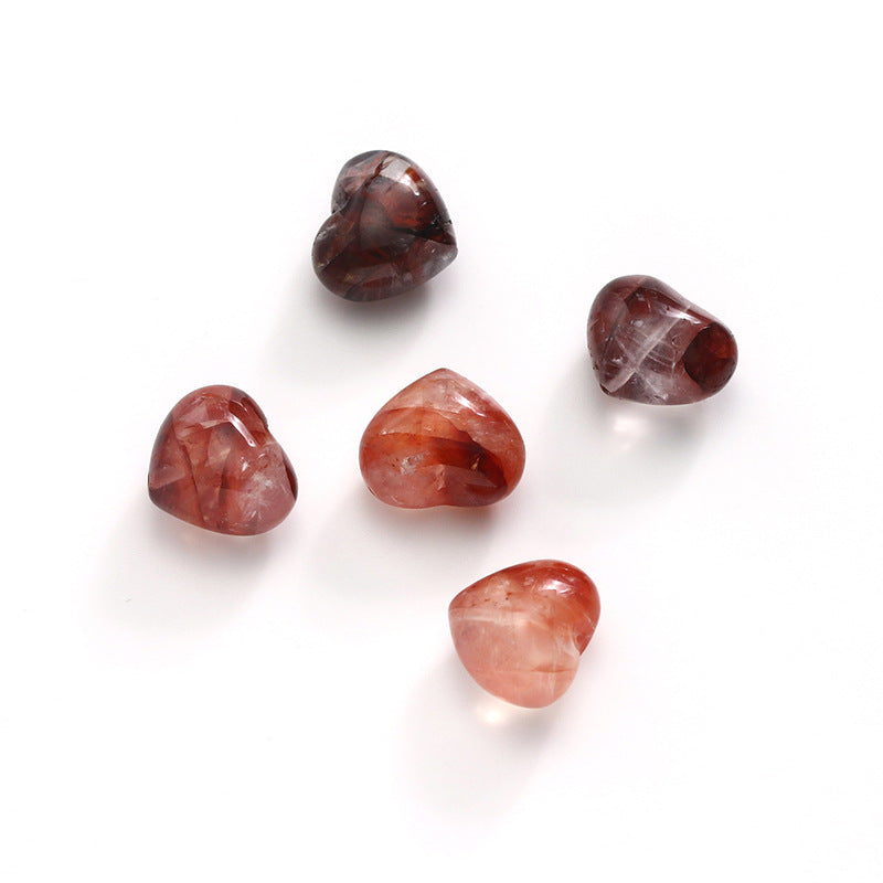 Pure Natural Red Glue Flower Crystal Peach Heart Loose Beads