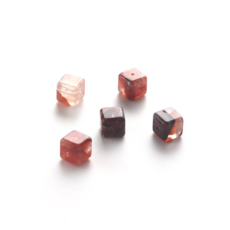 Natural Red Gum Flower Crystal Sugar Cube Loose Beads No Dyeing