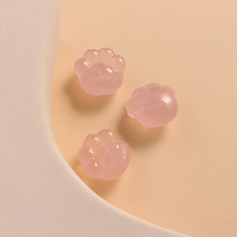 Pure Natural Powder Crystal Bear Paw Beaded Non-dyeing