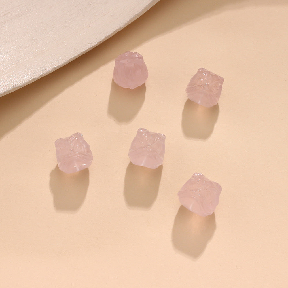 Natural Powder Crystal Lion Head Engraving Accessories