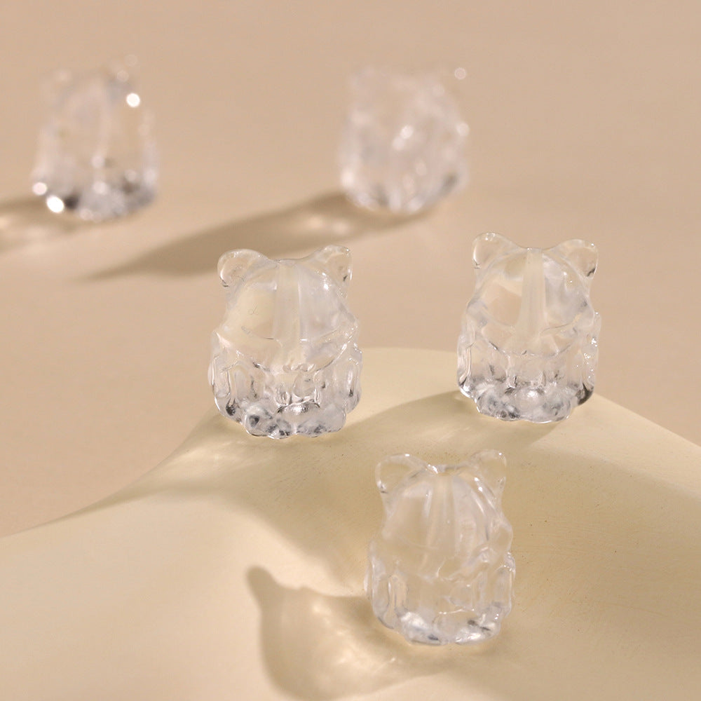Pure Natural White Crystal Fengjiu Cute Fox String Decoration High Transparency