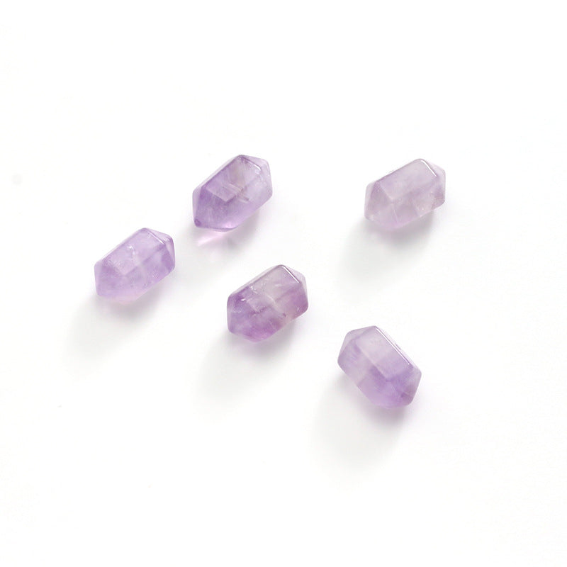 Natural Lavender Amethyst Double Pointed Hexagonal Crystal Column No Dyeing