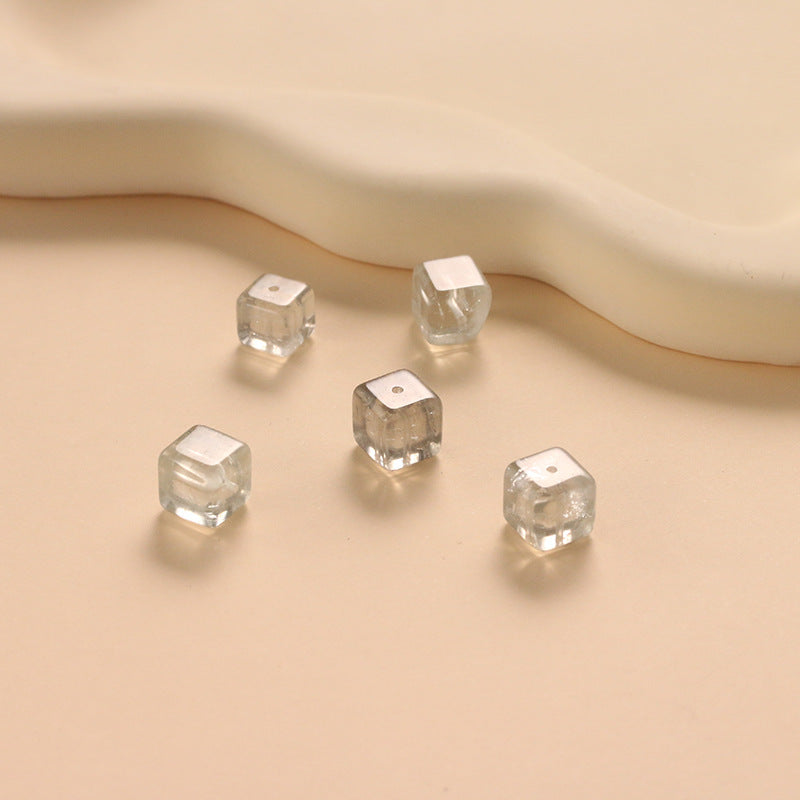 Natural Green Crystal Sugar Cube Loose Beads No Dyeing