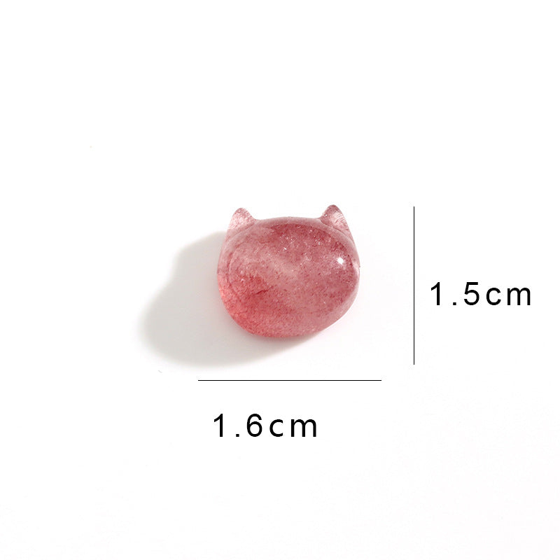 Natural Strawberry Crystal Cat Face Modeling
