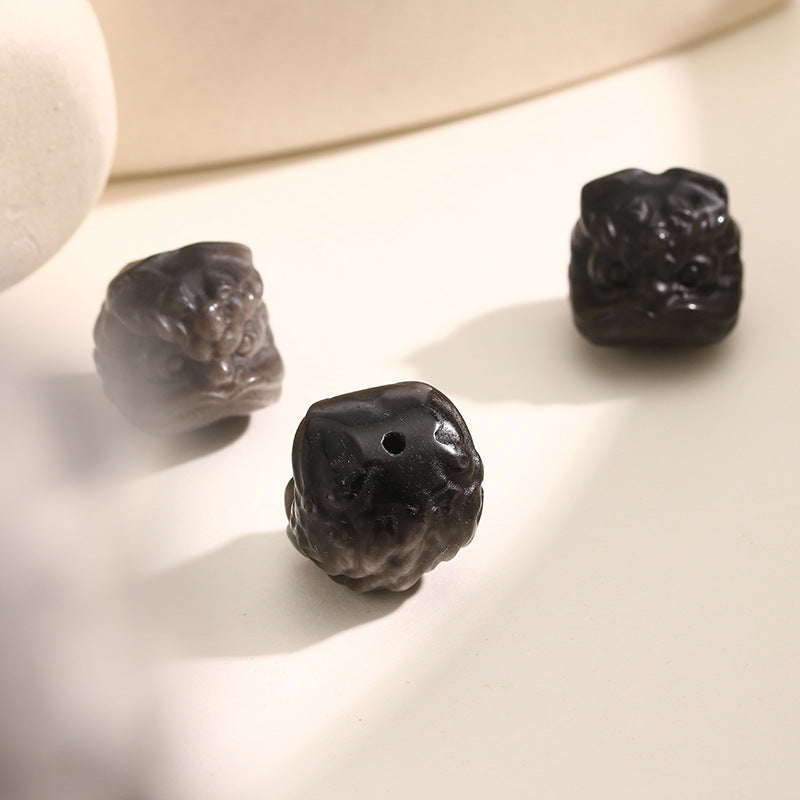 Natural Silver Obsidian Lion String Decoration