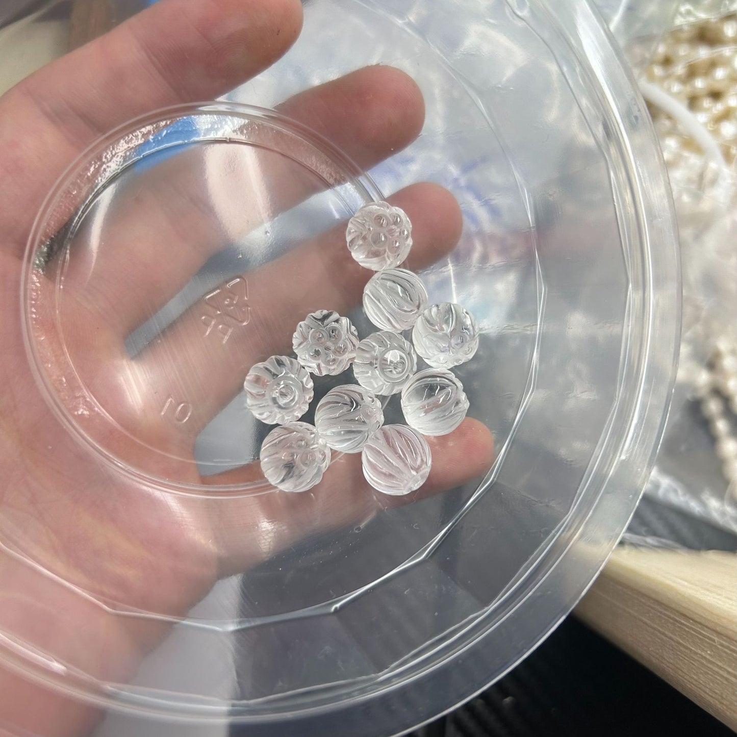 Pure Natural White Crystal Lotus Bead String Decoration