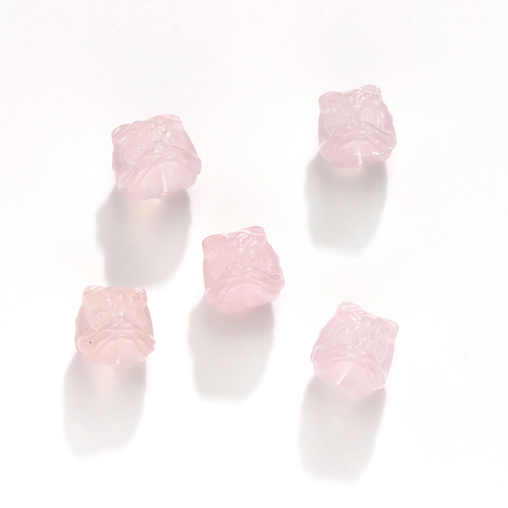 Natural Powder Crystal Lion Head Engraving Accessories
