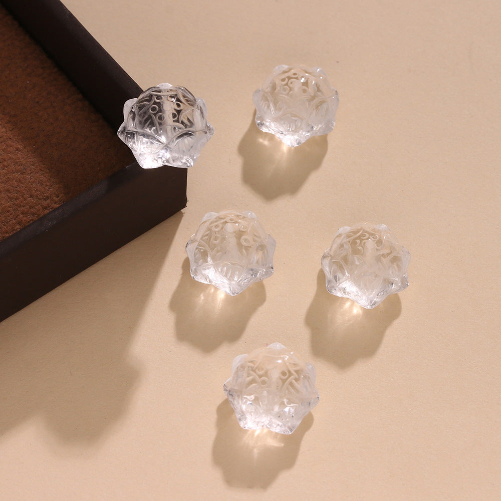 Natural White Crystal Lotus Loose Beads