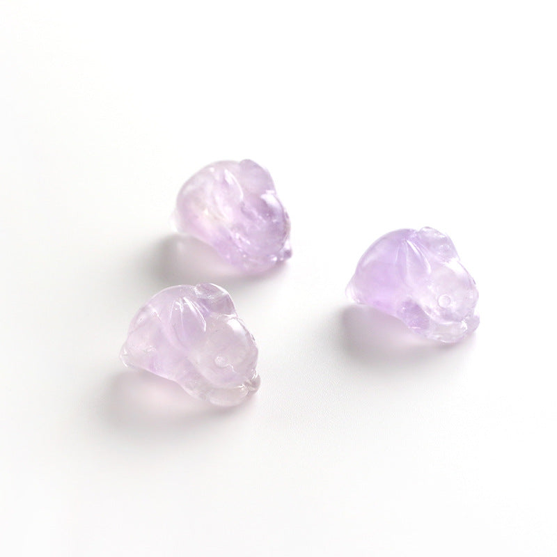 Pure Natural Lavender Amethyst Rabbit Carving Non-dyeing