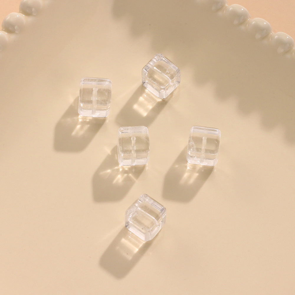 Natural White Crystal Sugar Cube Cut Loose Beads