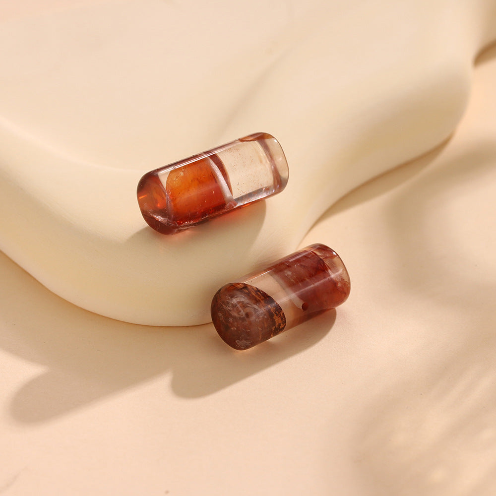 Natural Crystal Cylinder Perforated Loose Beads