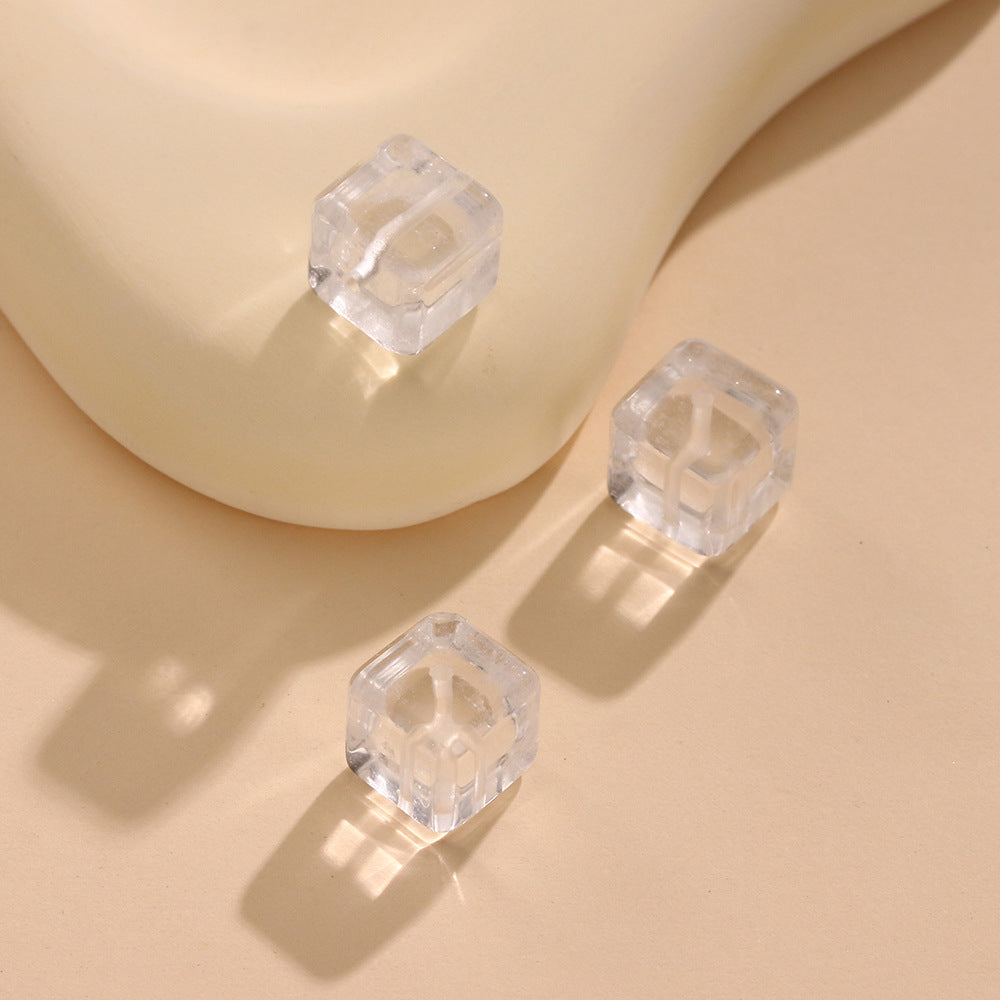 Natural White Crystal Sugar Cube Cut Loose Beads