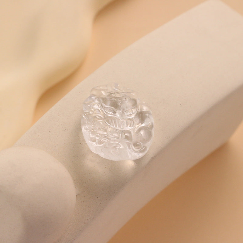 Natural White Crystal Nine-tailed Fox Pendant Without Dyeing Handmade