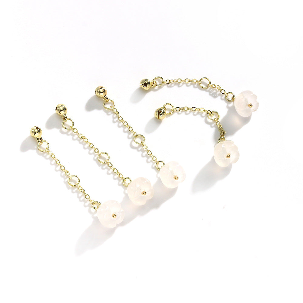 Natural Lychee Frozen Chalcedony Osmanthus Engraved Bell