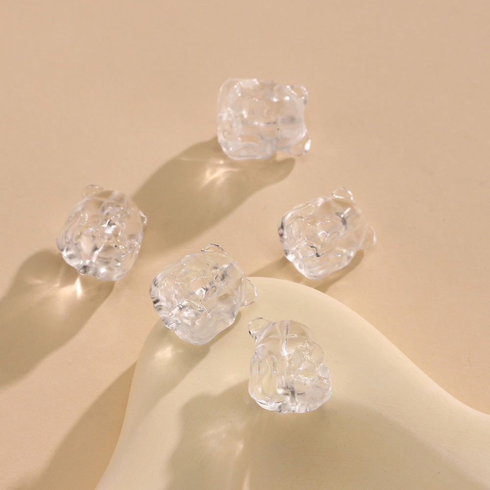 Pure Natural White Crystal Fengjiu Cute Fox String Decoration High Transparency