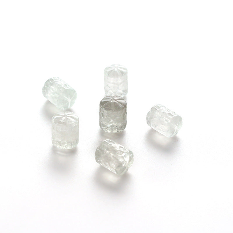 Natural Green Crystal Paper Pattern Bucket Beads