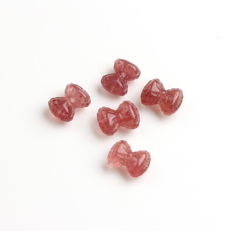 Strawberry Crystal Loose Beads Bread Bow Through Hole