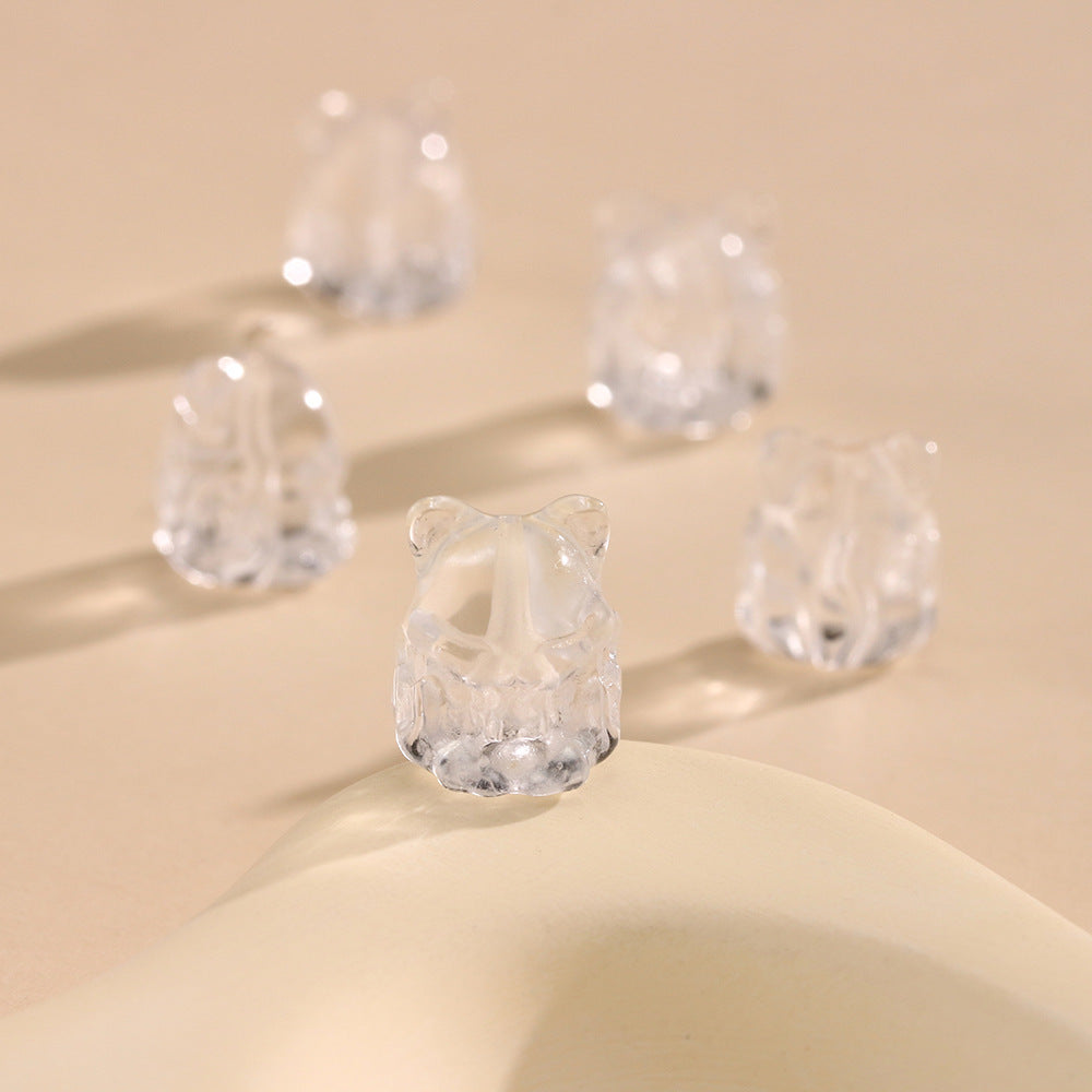 Pure Natural White Crystal Fengjiu Cute Fox String Decoration High Transparency