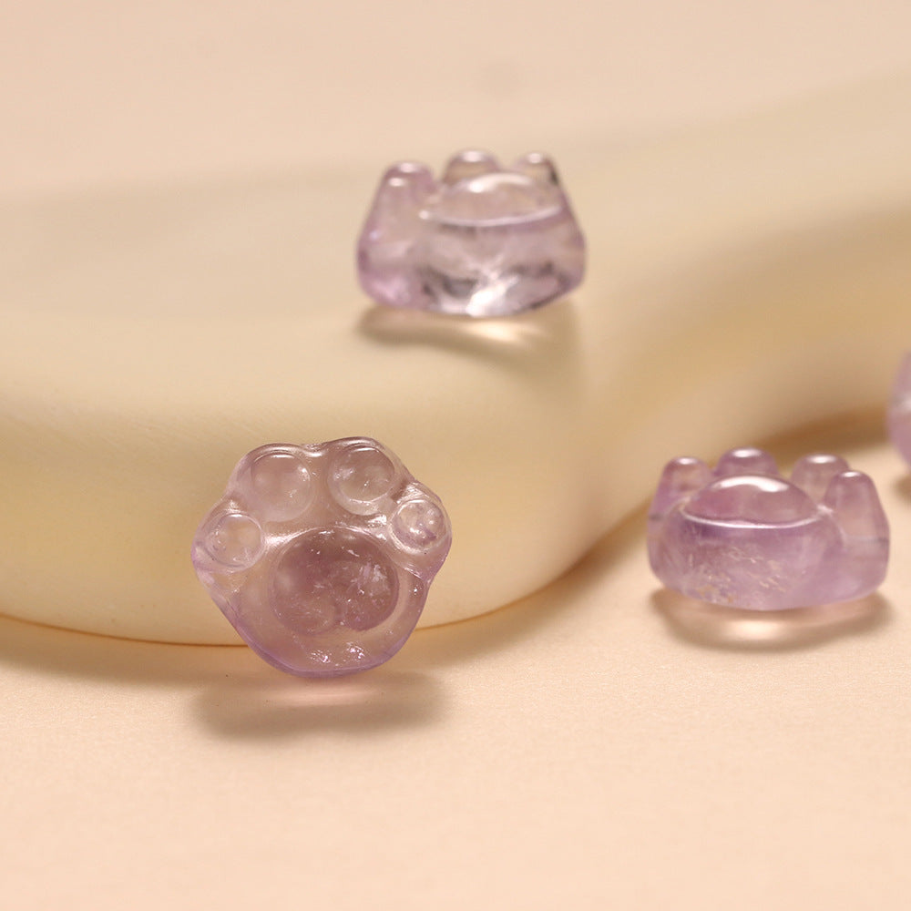 Natural Lavender Amethyst Cat Claw Carving Parts